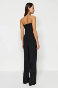 TRENDYOLMİLLA Black Corset Detailed Weaving Jumpsuit - Image 6