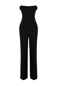TRENDYOLMİLLA Black Corset Detailed Weaving Jumpsuit - Image 7