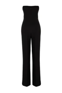 TRENDYOLMİLLA Black Corset Detailed Weaving Jumpsuit - Image 8
