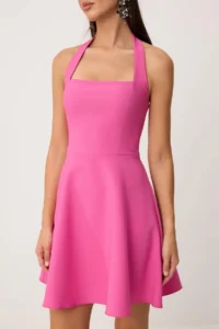 TRENDYOLMİLLA Fuchsia Plain Skirt Opened at Waist Weaving Finike Short / Mini Unlined Elegant/Evening Dress - Image 3