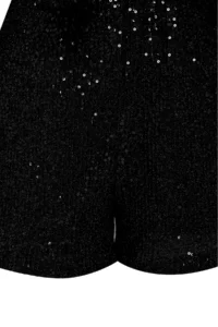 TRENDYOLMİLLA Black shiny Sequin Knitting Short Jumpsuit - Image 7