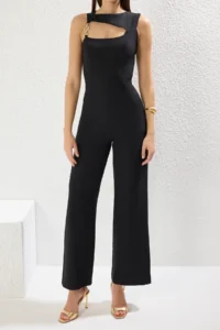 TRENDYOLMİLLA Black Zincir Accessory Detailed Weaving Jumpsuit - Image 3