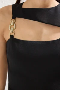 TRENDYOLMİLLA Black Zincir Accessory Detailed Weaving Jumpsuit - Image 4