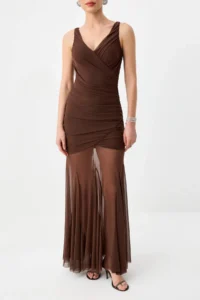 TRENDYOLMİLLA Brown Weaving Maxi Evening Gown & Graduation Dress - Image 3