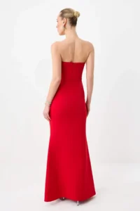 TRENDYOLMİLLA Red Plain Weaving Finike Maxi Evening Gown & Graduation Dress - Image 4
