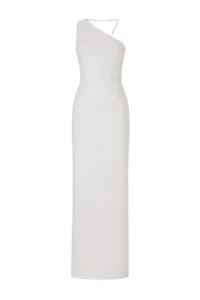 TRENDYOLMİLLA Ecru Plain Weaving Finike Maxi Evening Gown & Graduation Dress