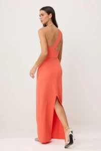 TRENDYOLMİLLA Pomegranate Blossom Plain Weaving Finike Maxi Evening Gown & Graduation Dress - Image 3