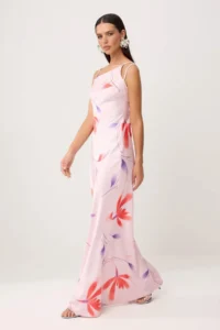 TRENDYOLMİLLA Multicolored Floral Weaving Satin Maxi Evening Gown & Graduation Dress