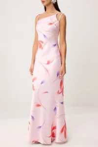 TRENDYOLMİLLA Multicolored Floral Weaving Satin Maxi Evening Gown & Graduation Dress - Image 3