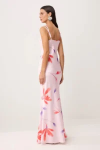 TRENDYOLMİLLA Multicolored Floral Weaving Satin Maxi Evening Gown & Graduation Dress - Image 4