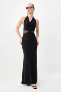 TRENDYOLMİLLA Black Lace Detailed Lined Maxi Evening Gown & Graduation Dress