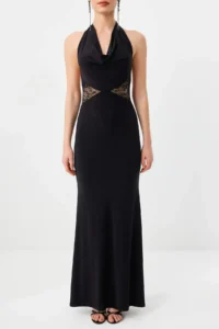 TRENDYOLMİLLA Black Lace Detailed Lined Maxi Evening Gown & Graduation Dress - Image 3