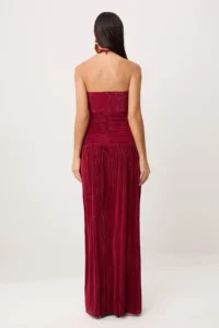 TRENDYOLMİLLA Burgundy pleated Maxi Evening Gown & Graduation Dress - Image 4
