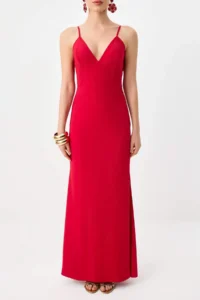 TRENDYOLMİLLA Red Plain Weaving Finike Maxi Evening Gown & Graduation Dress - Image 3