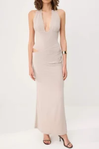 TRENDYOLMİLLA Mink Plain Knitting Tulle Maxi Evening Gown & Graduation Dress - Image 3