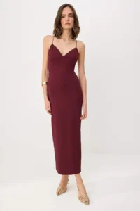 TRENDYOLMİLLA Plum Weaving Scuba Crepe Sleeveless Maxi Evening Gown & Graduation Dress