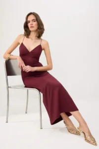 TRENDYOLMİLLA Plum Weaving Scuba Crepe Sleeveless Maxi Evening Gown & Graduation Dress - Image 2