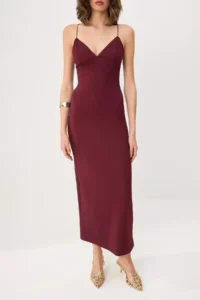 TRENDYOLMİLLA Plum Weaving Scuba Crepe Sleeveless Maxi Evening Gown & Graduation Dress - Image 3