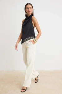 TRENDYOLMİLLA Black Plain Off-Shoulder Neck Sleeveless Weaving Satin Blouse
