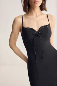 Muse for all x Trendyolmilla Black Biye Detailed Weaving Dress - Image 4