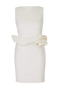 TRENDYOLMİLLA WHITE ROSE Detailed Lined Weaving Short / Mini Dress