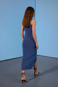 TRENDYOLMİLLA Limited Edition Indigo Gold Aksesuar Sandy slit Midi Party Dress - Image 5