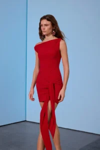 TRENDYOLMİLLA Limited Edition Red Binding Detailed Sandy Mini Party Dress - Image 3