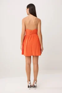 TRENDYOLMİLLA Orange Plain Weaving Sandy Short / Mini Lined Dress - Image 5