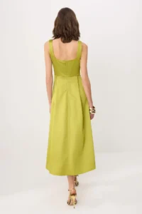TRENDYOLMİLLA Oil Green A-Cut Satin Weaving Chic Evening Gown Gece Graduation Dress / - Image 4