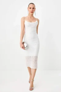 TRENDYOLMİLLA WHITE Midi Lined Knitting Dress - Image 2