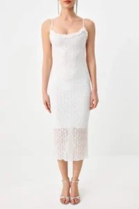 TRENDYOLMİLLA WHITE Midi Lined Knitting Dress - Image 3