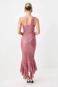 TRENDYOLMİLLA Pink Sequin Lined Knitting Maxi Chic Dress - Image 4