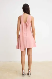 TRENDYOLMİLLA promotion Powder Pink Plain Weaving Finike Short / Mini Unlined Dress - Image 5