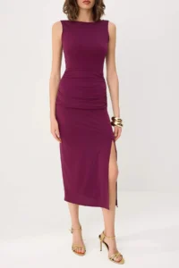 TRENDYOLMİLLA Plum Slit Detailed Maxi Lined Party Dress /Plum - Image 3