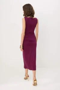TRENDYOLMİLLA Plum Slit Detailed Maxi Lined Party Dress /Plum - Image 4
