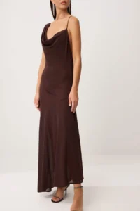 TRENDYOLMİLLA Brown Knitting Tulle Midi Lined Dress with Bodysuit - Image 4