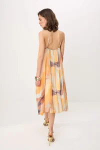 TRENDYOLMİLLA Multicolored Abstract Patterned Lined Tulle Maxi Dress - Image 4