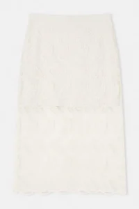 TRENDYOLMİLLA Limited Edition WHITE Shawl pattern Midi Knitting Tulle embroidery Skirt