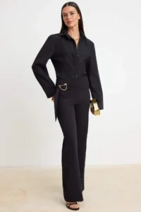 TRENDYOLMİLLA Black Plain Weaving Finike Pants