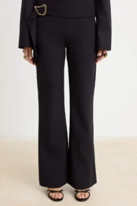 TRENDYOLMİLLA Black Plain Weaving Finike Pants - Image 3