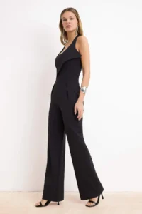 TRENDYOLMİLLA Black Asymmetric Yaka Sleeveless Weaving Jumpsuit - Image 2