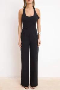 TRENDYOLMİLLA Black Asymmetric Yaka Sleeveless Weaving Jumpsuit - Image 3