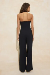 TRENDYOLMİLLA Black Accessory Detailed Asymmetric Yaka Weaving Jumpsuit - Image 4