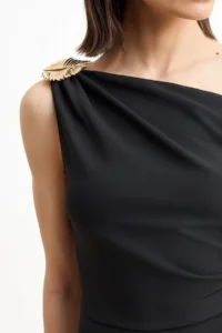 TRENDYOLMİLLA Black Asymmetric Yaka Weaving Jumpsuit - Image 3