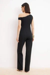 TRENDYOLMİLLA Black Asymmetric Yaka Weaving Jumpsuit - Image 4
