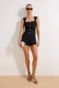 TRENDYOLMİLLA Black buttoned Short/Mini Weaving Shorts Jumpsuit