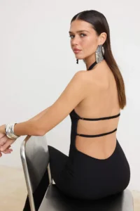 TRENDYOLMİLLA Black Rocky Barbell Collar Sleeveless Knitting Jumpsuit - Image 2