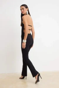 TRENDYOLMİLLA Black Rocky Barbell Collar Sleeveless Knitting Jumpsuit - Image 4