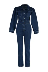 TRENDYOLMİLLA Navy Blue Balloon Kollu DENIM Jumpsuit - Image 7