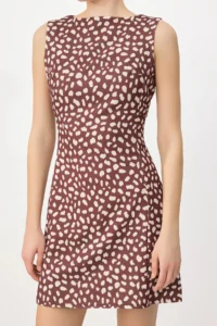 TRENDYOLMİLLA Brown-Multicolored Plain A Cut Short / Mini Weaving Dress - Image 3